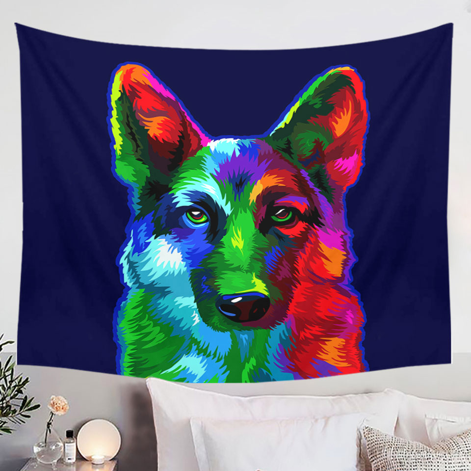 Colorful German Shepherd Tapestry