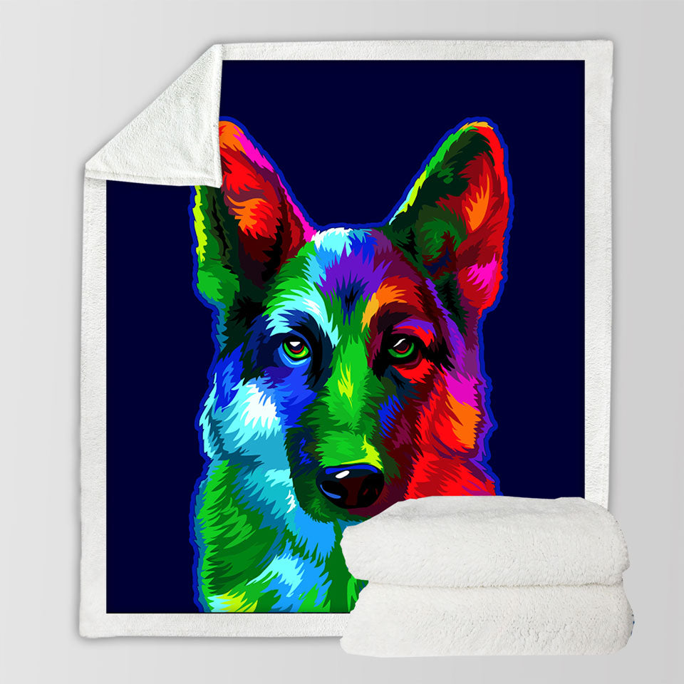 Colorful German shepherd Dog Throw Blanket