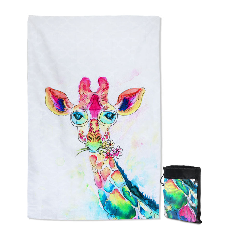 Colorful Giraffe Beach Towels for Travel