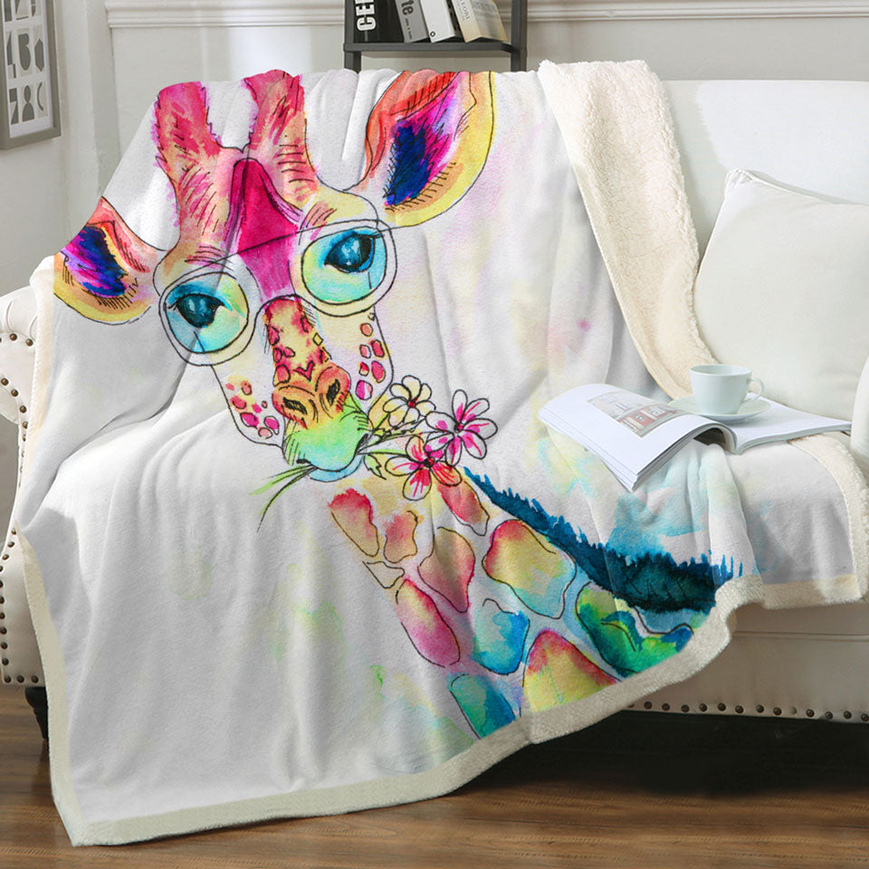 Colorful Giraffe Throw Blanket