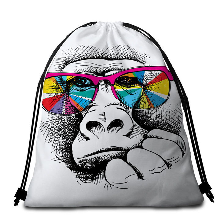 Colorful Glasses Gorilla Pool Bags for Towel
