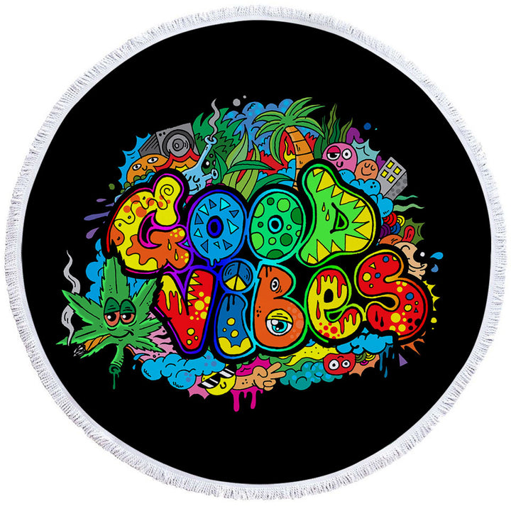 Colorful Good Vibes Beach Towels On Sale