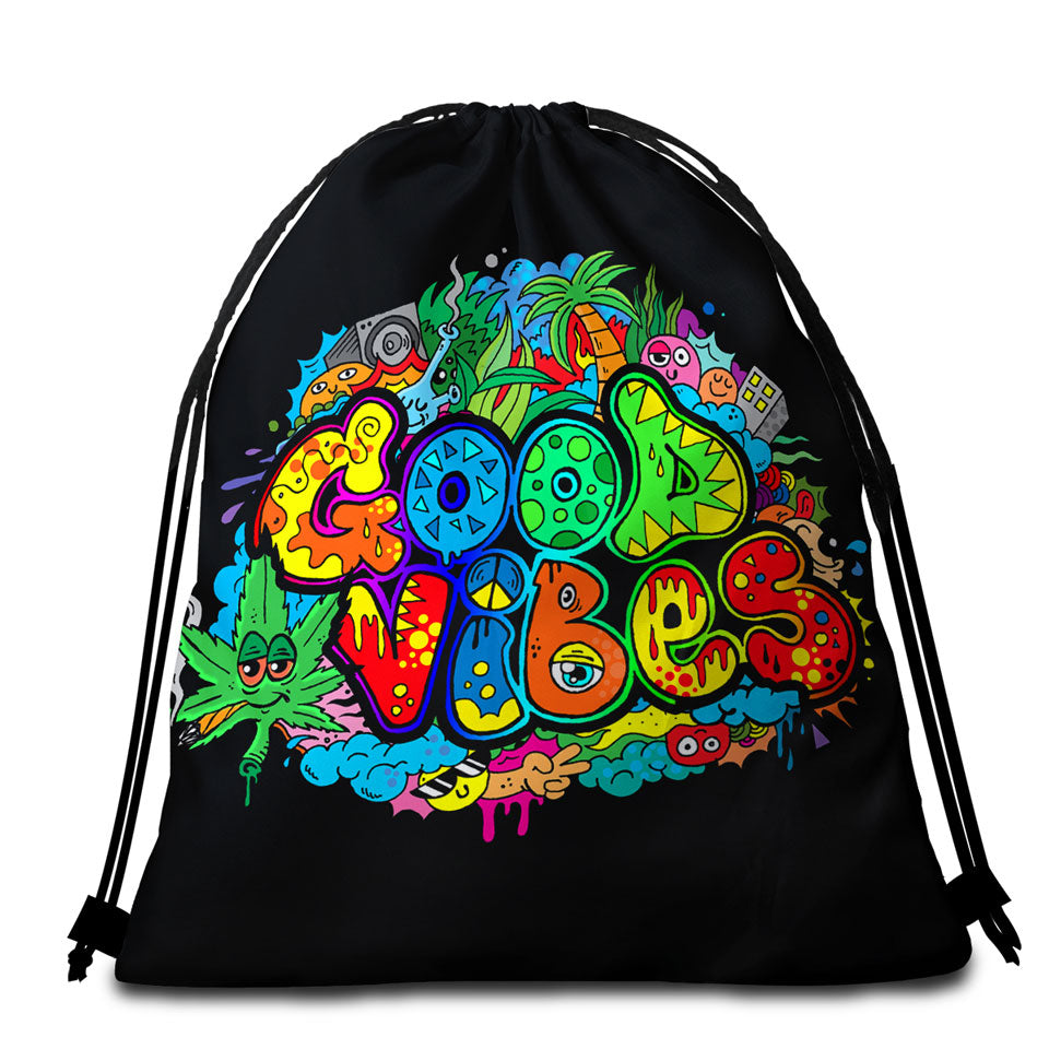 Colorful Good Vibes Cool Beach Towel Bags