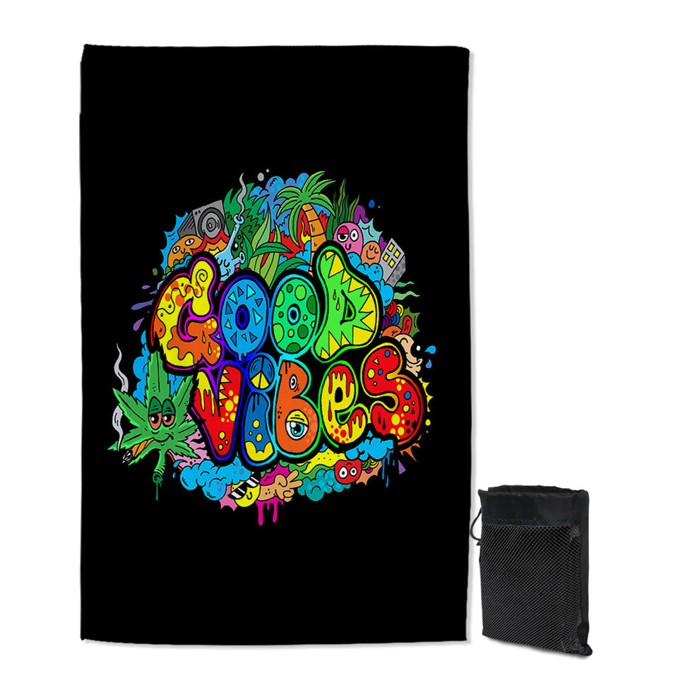 Colorful Good Vibes Cool Beach Towels