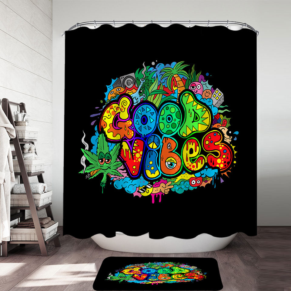 Colorful Good Vibes Shower Curtain