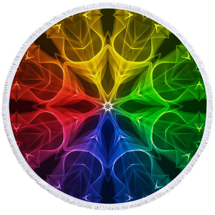 Colorful Illusion Round Beach Towel