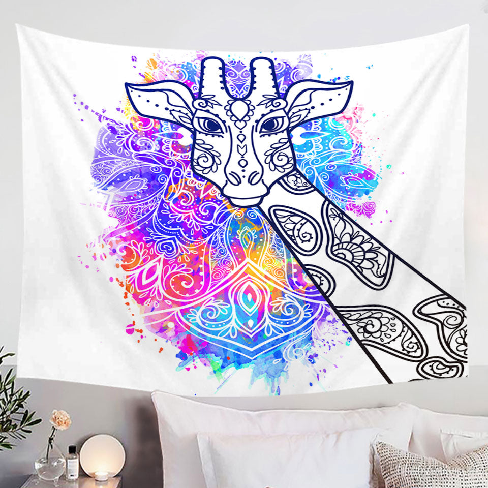 Colorful Indian Giraffe Tapestry