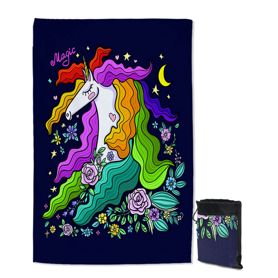 Colorful Long Haired Unicorn Quick Dry Beach Towel