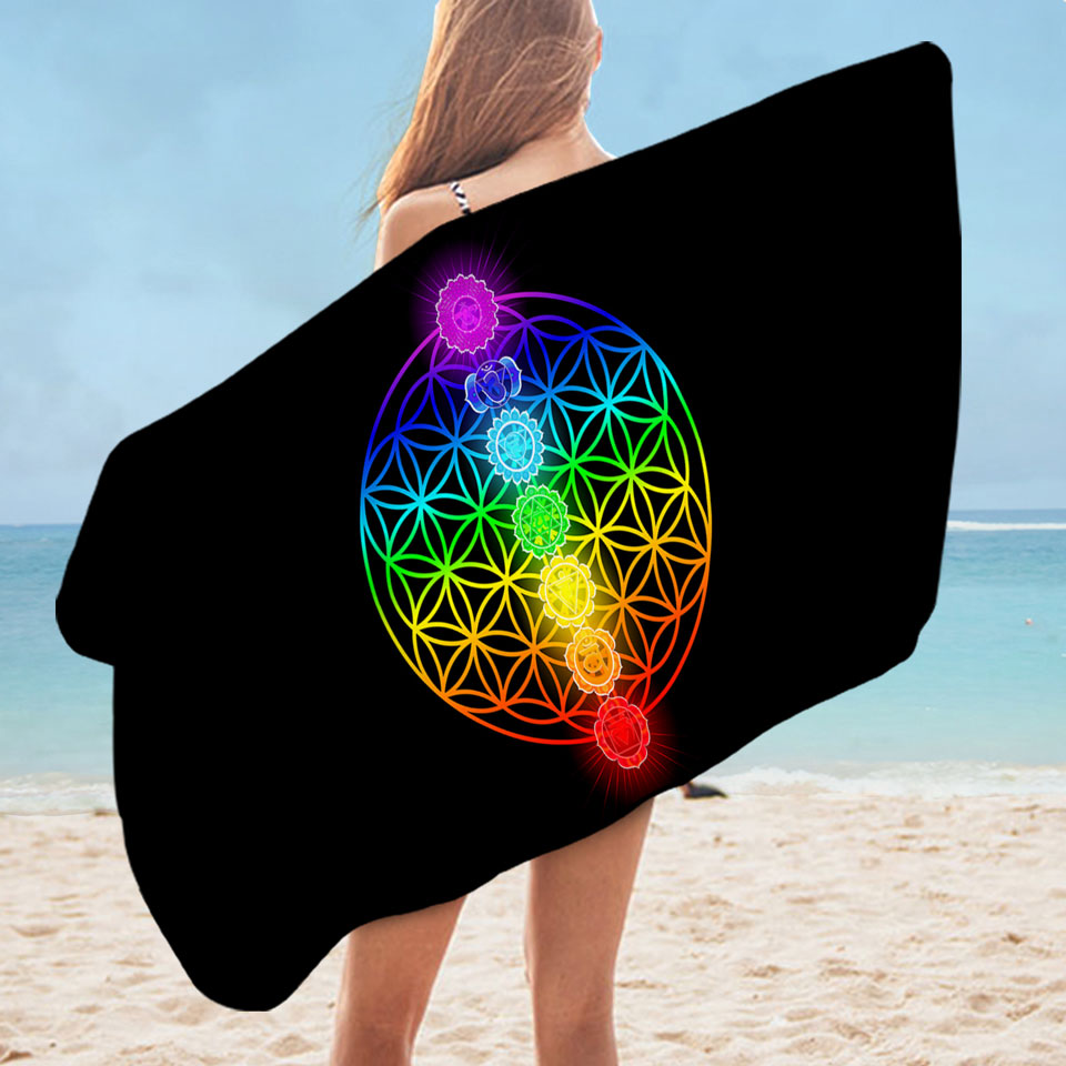 Colorful Microfibre Beach Towels Hinduism Symbols
