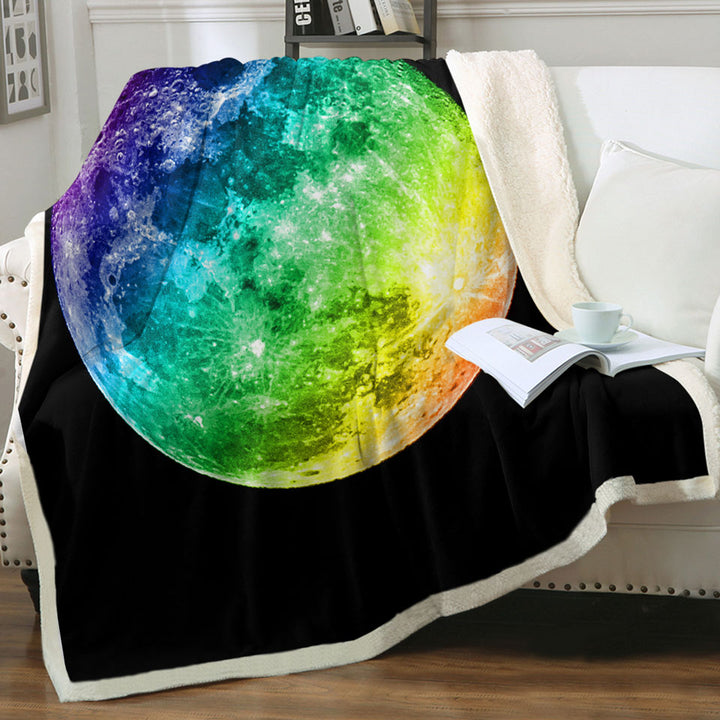 Colorful Moon Sherpa Blanket