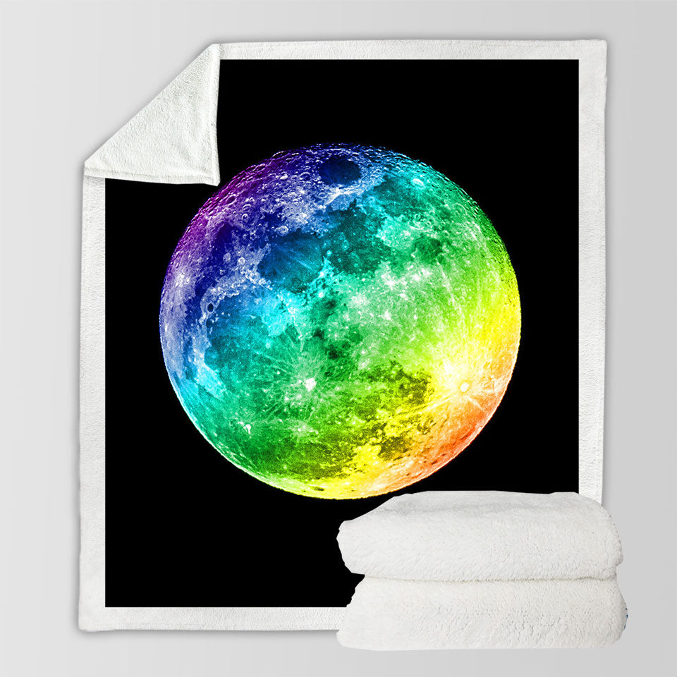 Colorful Moon Throw Blanket