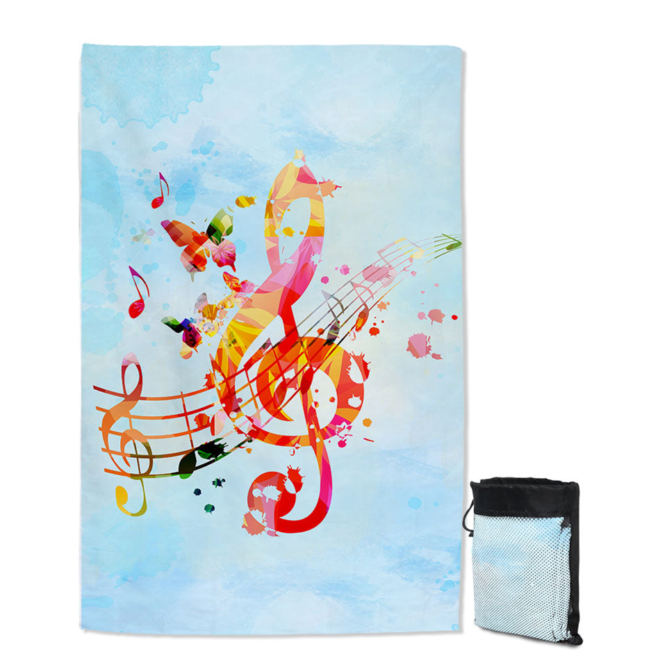 Colorful Music Note Over Sky Microfiber Towels For Travel