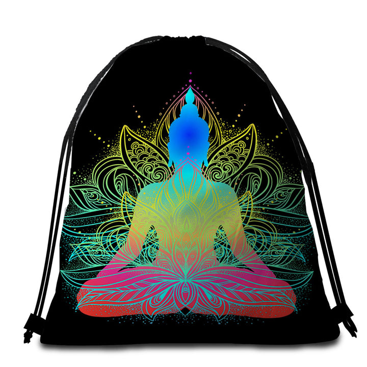 Colorful Oriental Buddha Beach Towel Bags