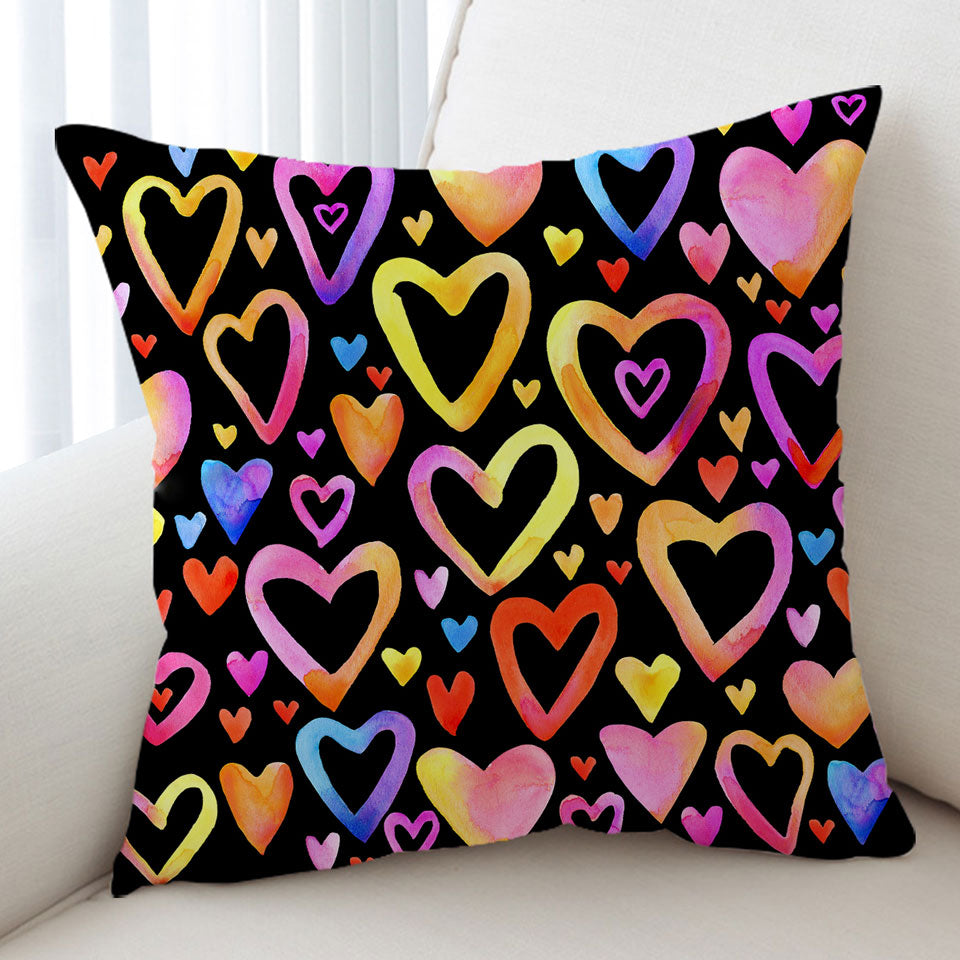 Colorful Pastel Hearts Cushion