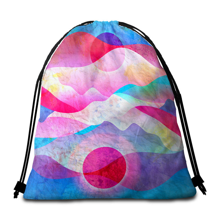 Colorful Reddish Mountains Art Beach Bags and Towels