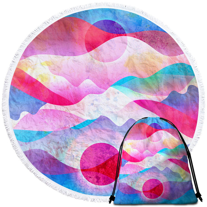 Colorful Reddish Mountains Art Beach Towels