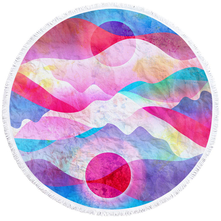 Colorful Reddish Mountains Art Circle Beach Towel