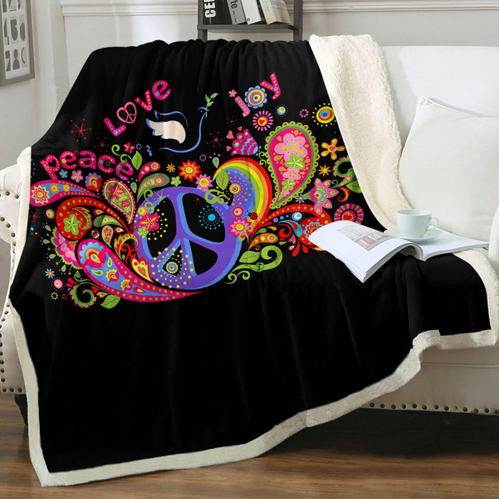 Colorful Retro Couch Throws Peace Love and Joy