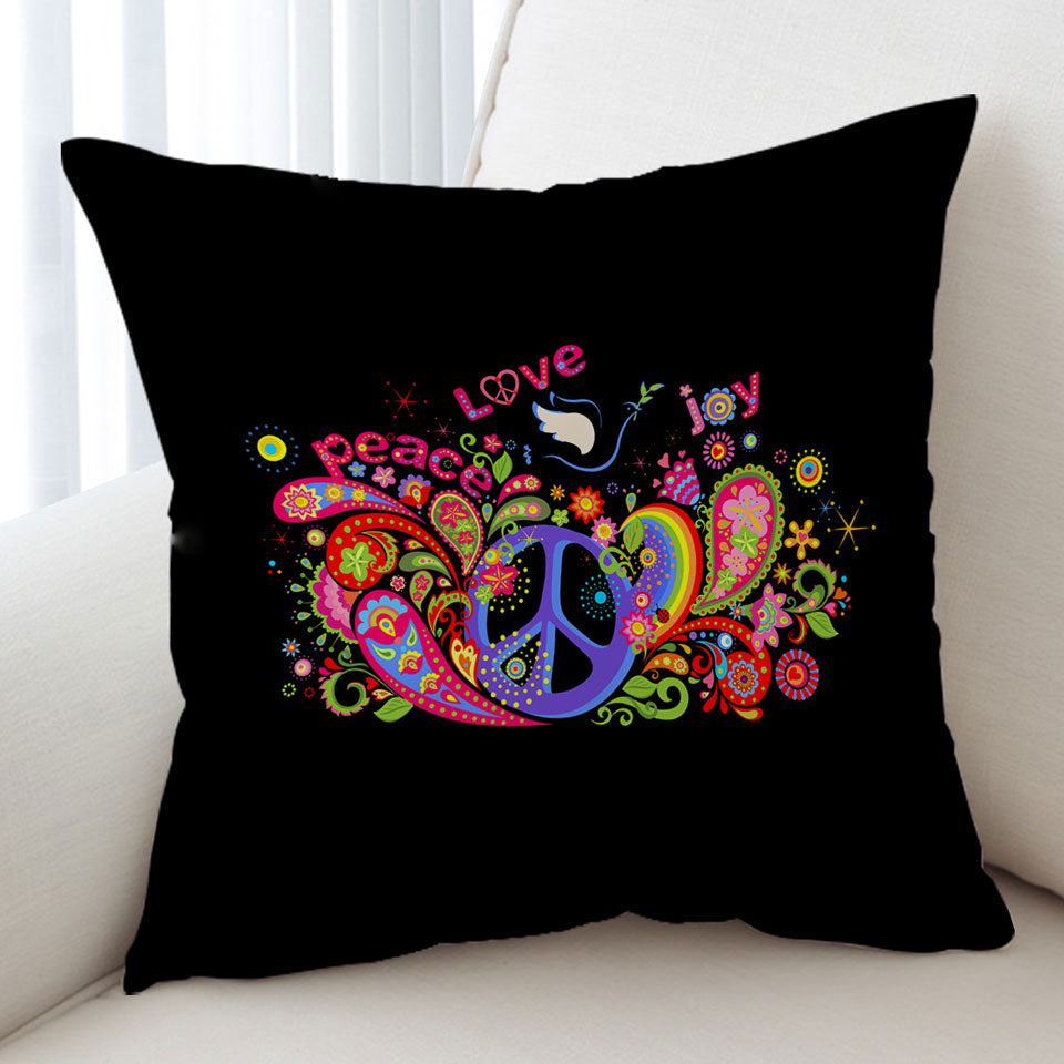 Colorful Retro Cushions Peace Love and Joy