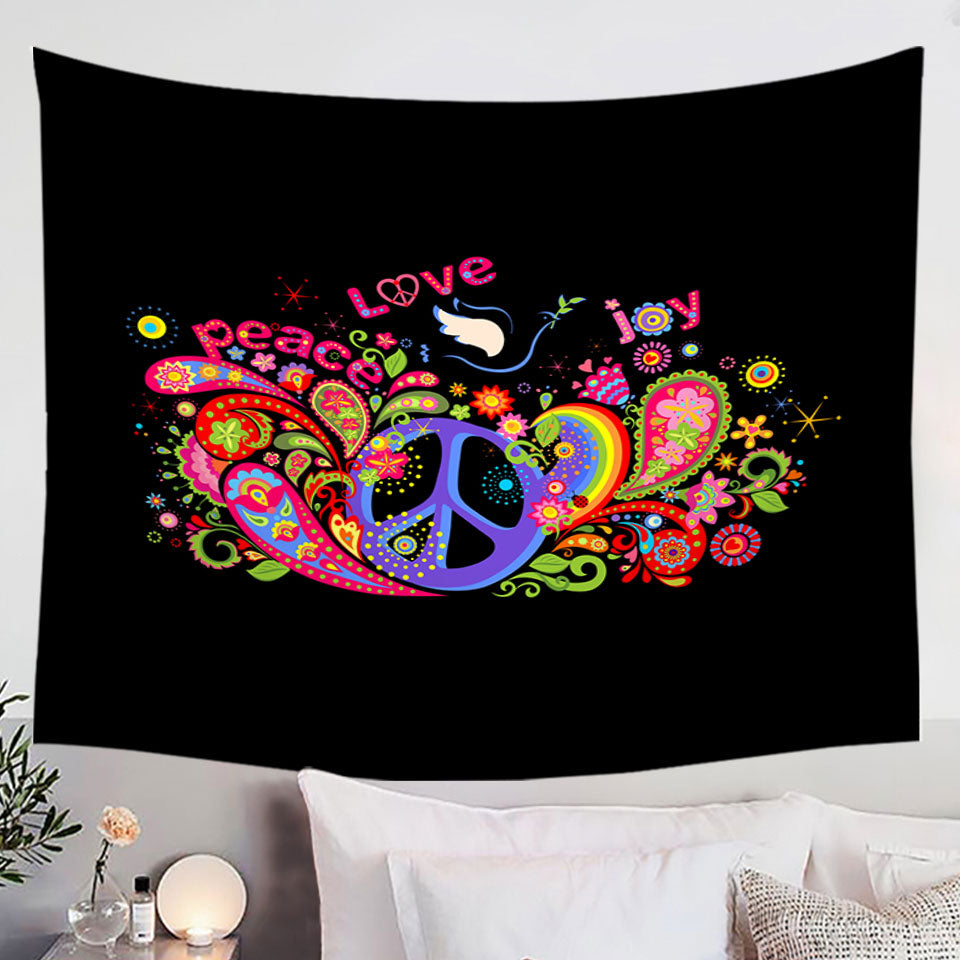 Colorful Retro Sign Peace Love and Joy Wall Art