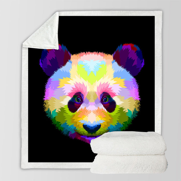Colorful Sherpa Blanket Panda Head