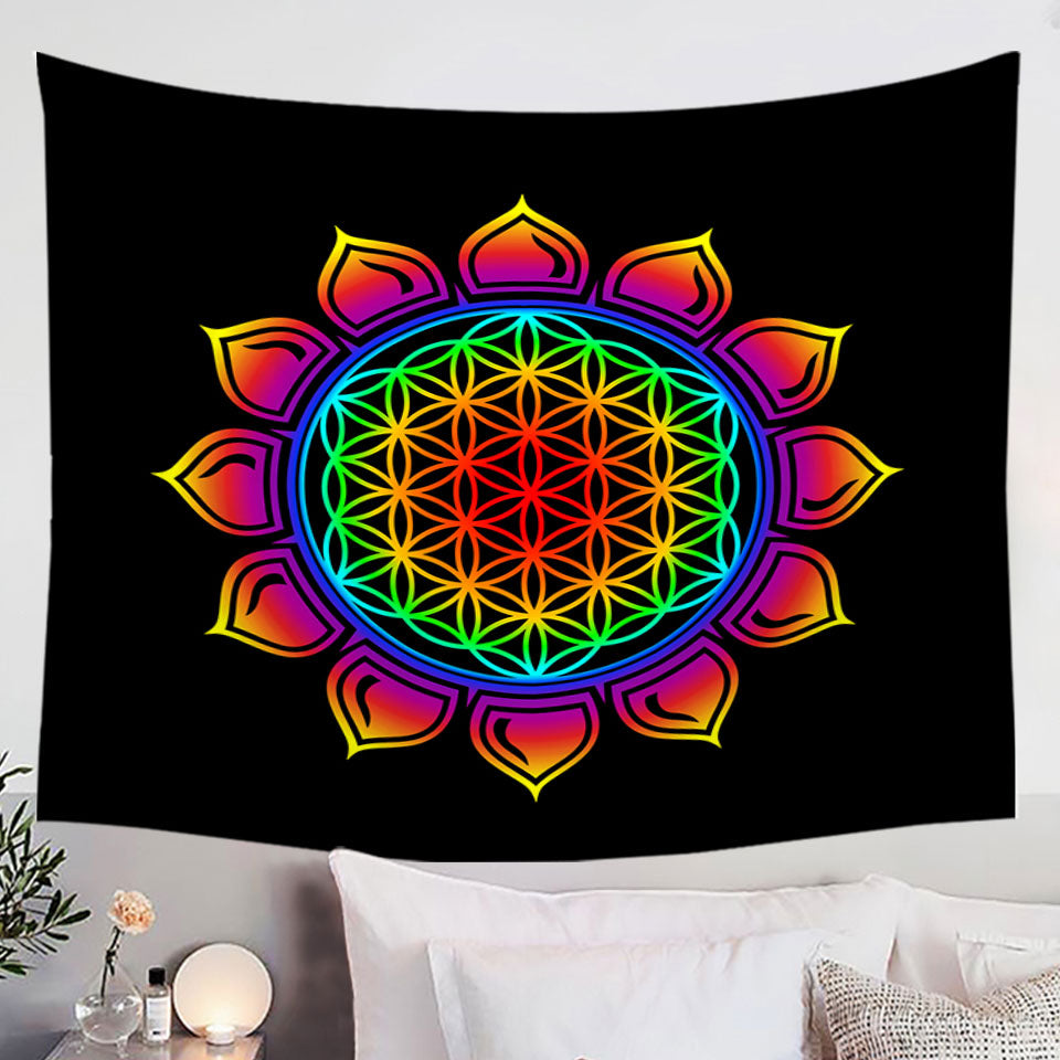 Colorful Simple Mandala Sun Tapestry