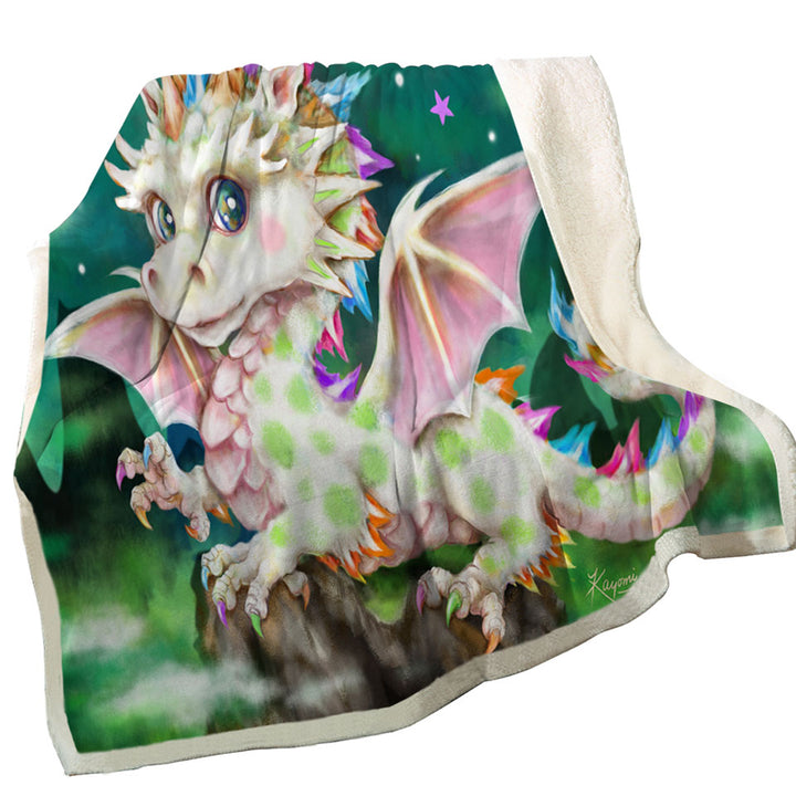 Colorful Sofa Blankets Stars Moon and Magical Dragon