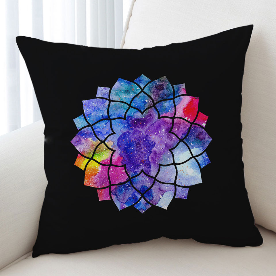 Colorful Sofa Pillows with Watercolor Mandala Star