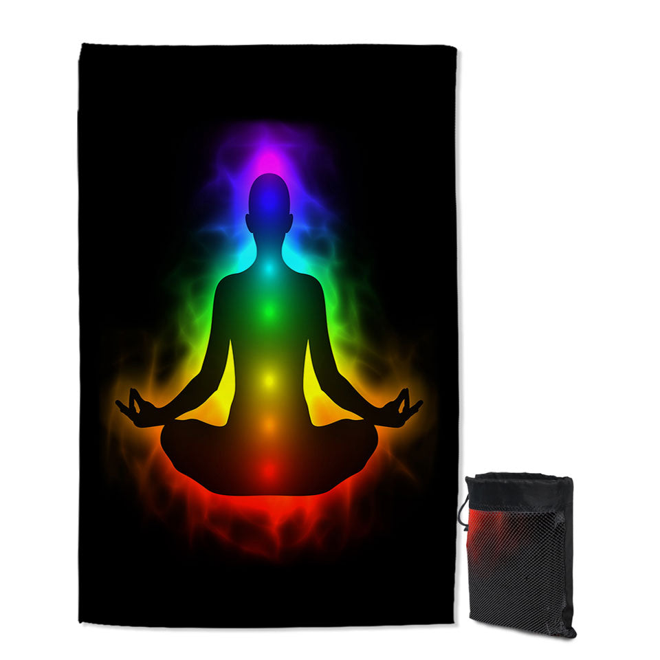 Colorful Spiritual Aura Buddha Beach Towels