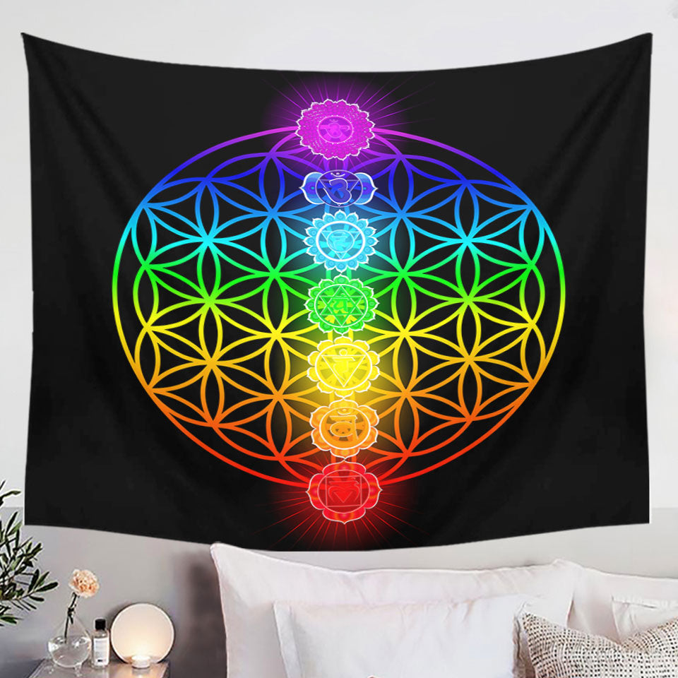 Colorful Tapestry Wall Art Prints Hinduism Symbols