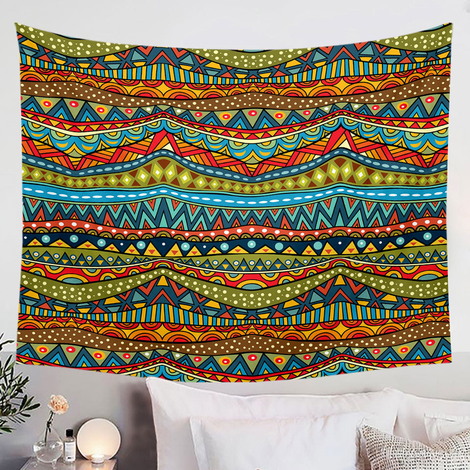 Colorful Tapestry Wall Hanging with African Elements