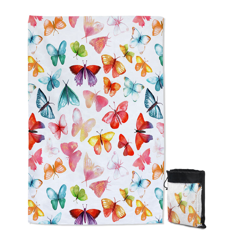 Colorful Thin Beach Towels Pastel Colors Butterflies