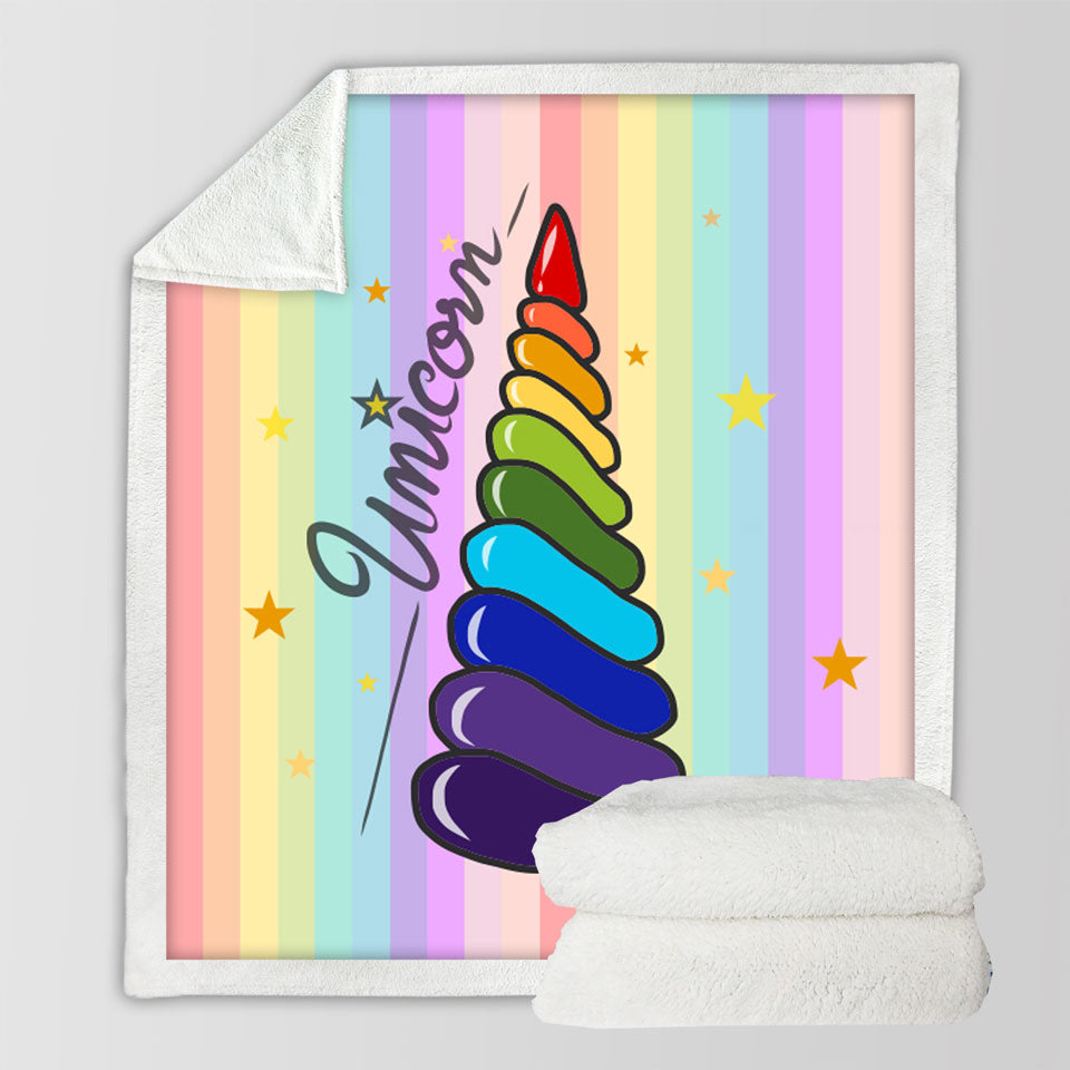 Colorful Throw Blanket for Children Rainbow Unicorn_s Horn