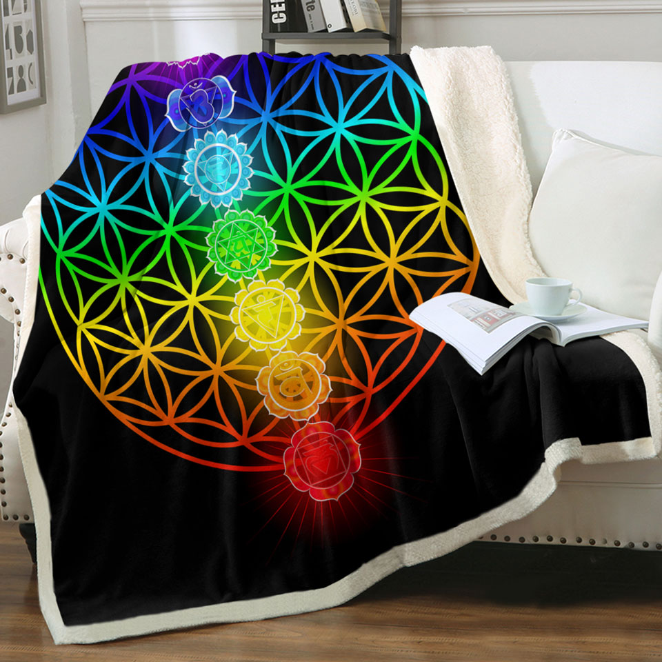 Colorful Throw Blankets Hinduism Symbols