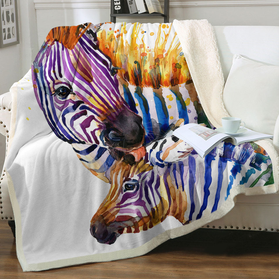 Colorful Throws Colt and Momma Zebra