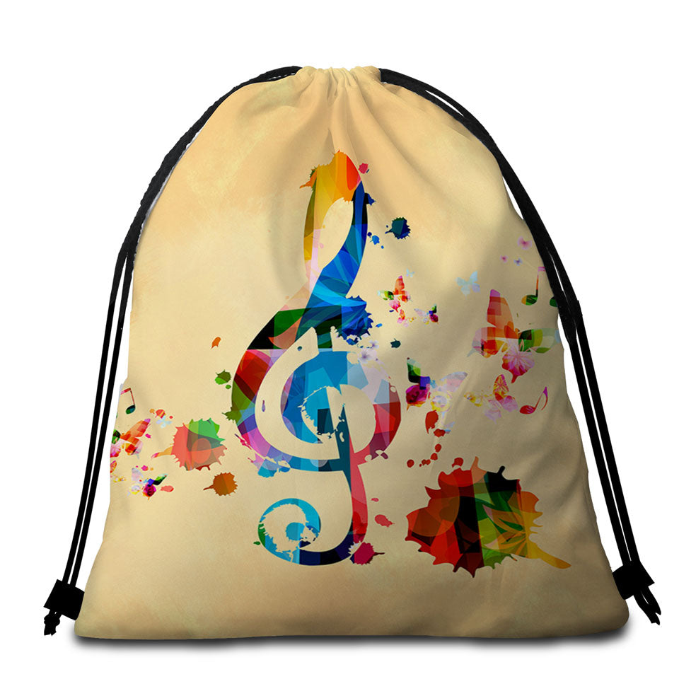 Colorful Treble Clef and Music Notes Beach Towel Pack