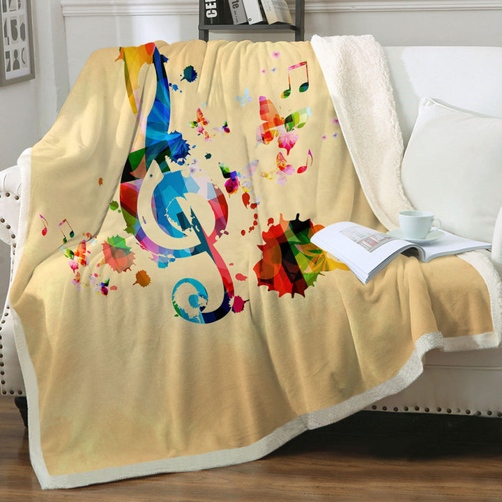 Colorful Treble Clef and Music Notes Throws