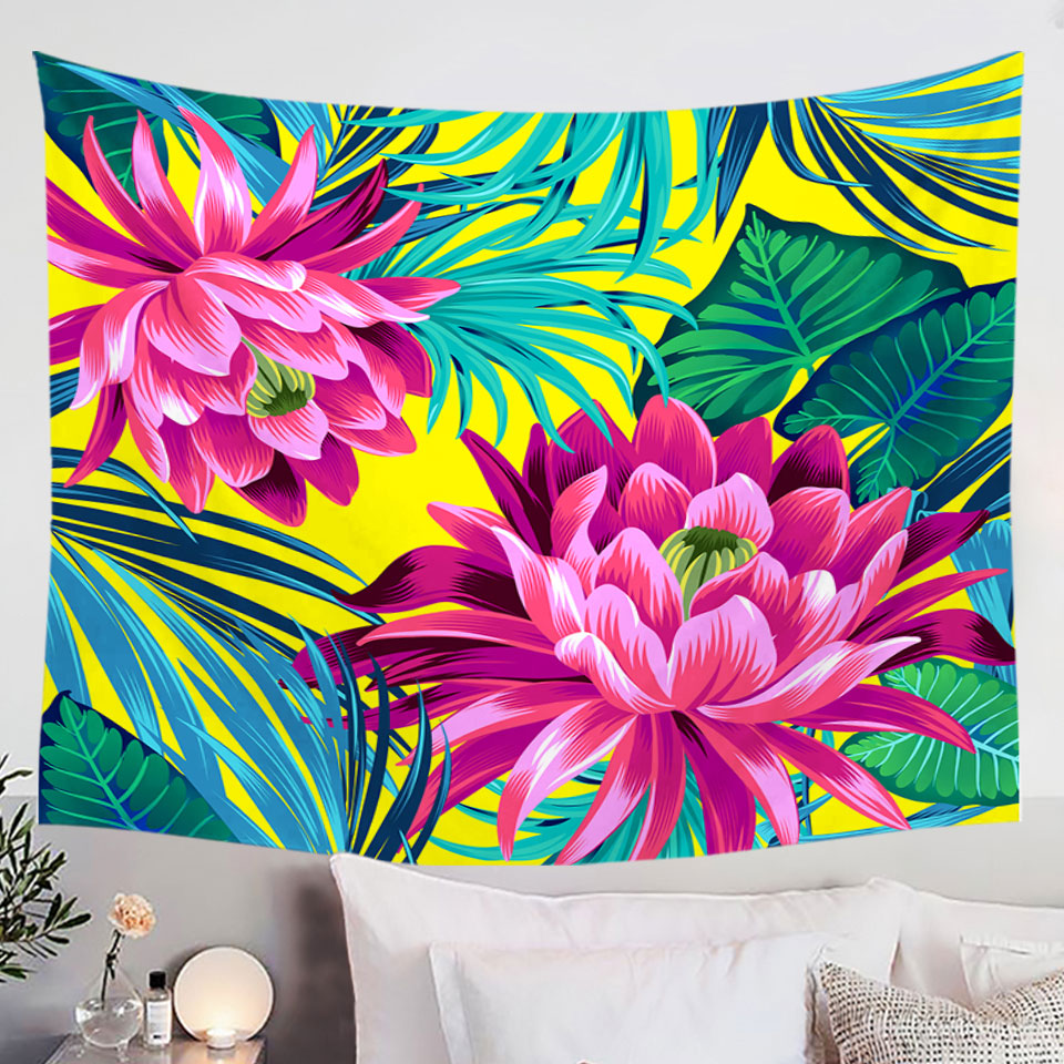 Colorful Tropical Flowers Tapestry