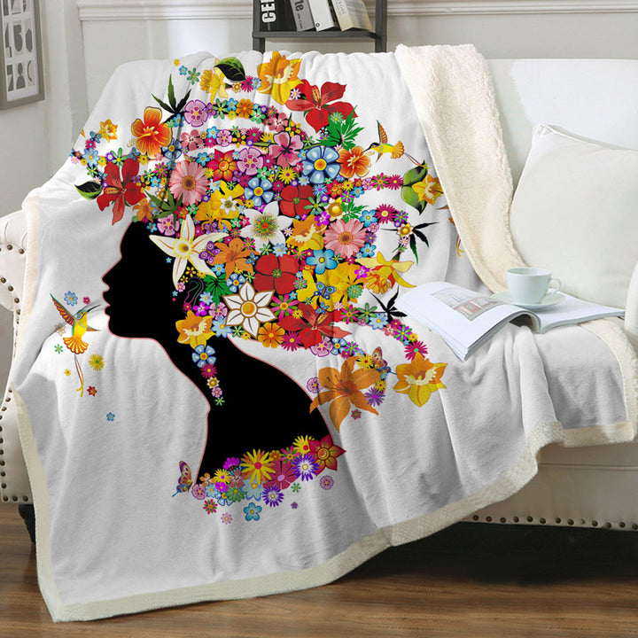 Colorful Tropical Throws Flower Girl and Hummingbirds