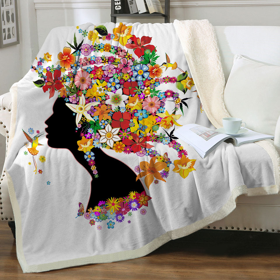 Colorful Tropical Throws Flower Girl and Hummingbirds