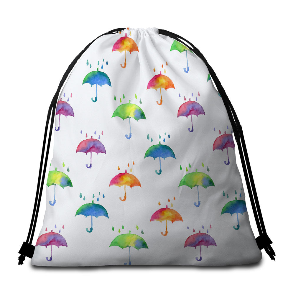 Colorful Umbrellas Beach Towels and Bags Set
