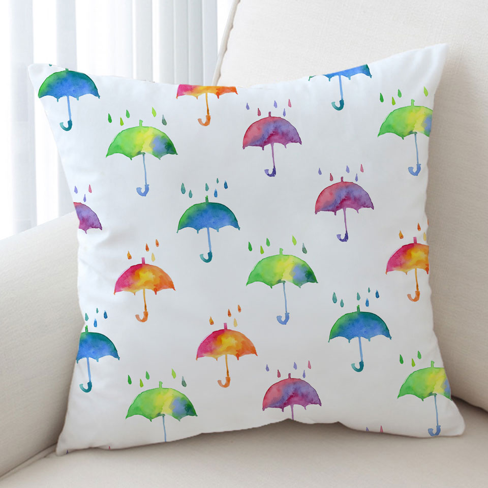 Colorful Umbrellas Throw Cushions