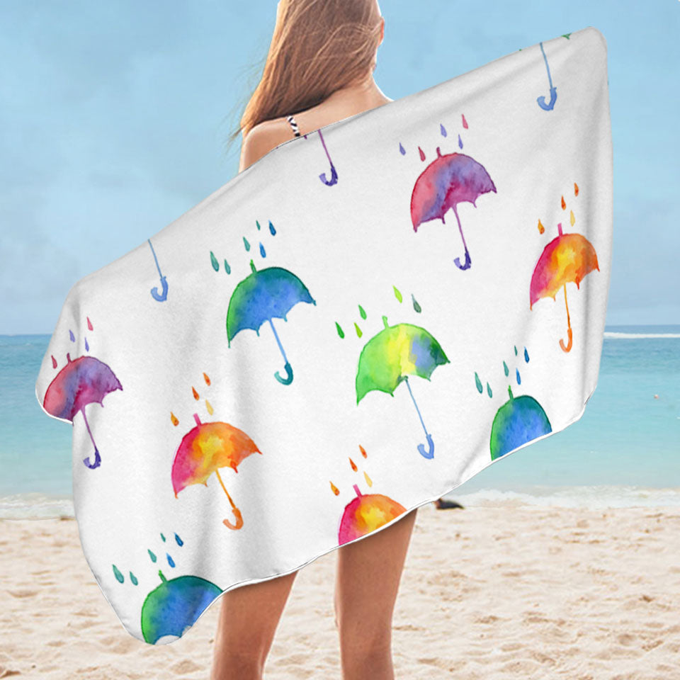Colorful Umbrellas Unusual Beach Towels