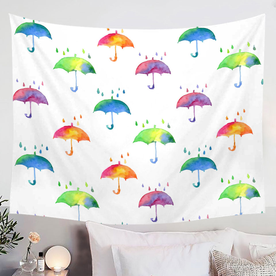 Colorful Umbrellas Wall Decor Tapestry
