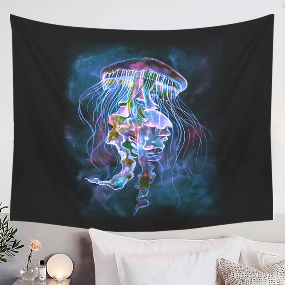 Colorful Underwater Jellyfish Tapestries Wall Decor