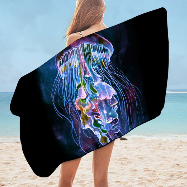 Colorful Underwater Jellyfish Unusual Beach Towel