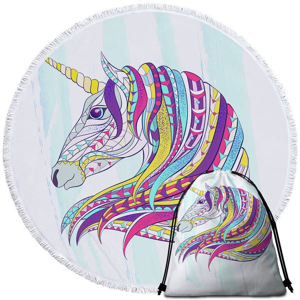 Colorful Unicorn Beach Towels and Bags Set