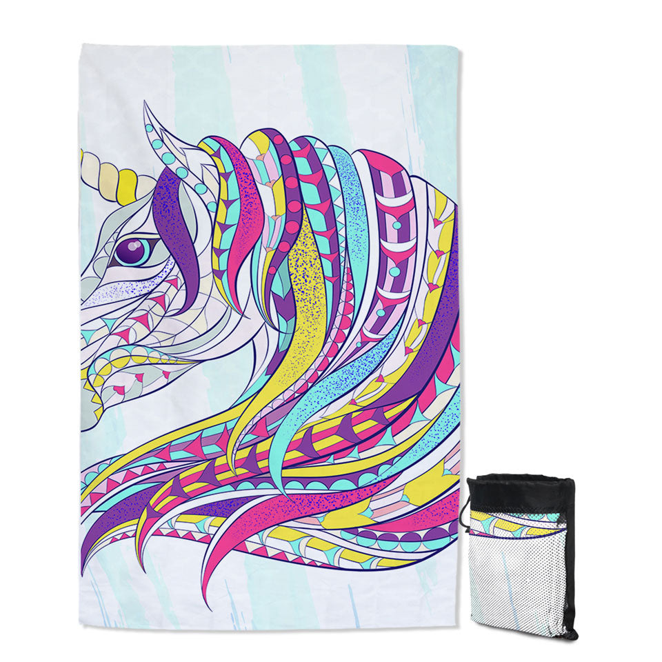 Colorful Unicorn Microfiber Beach Towel