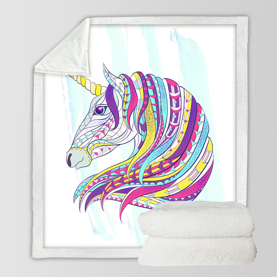 Colorful Unicorn Throw Blanket