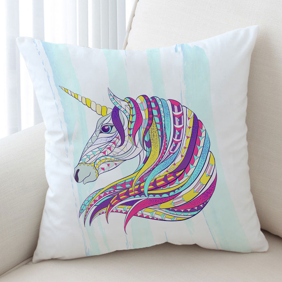 Colorful Unicorn Throw Pillow